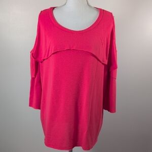 Livi Active Pink Light Weight Sweatshirt with Peek A Boo Shoulders